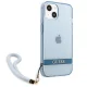 Guess Translucent Strap Case for iPhone 13 with Wrist Strap, Blue