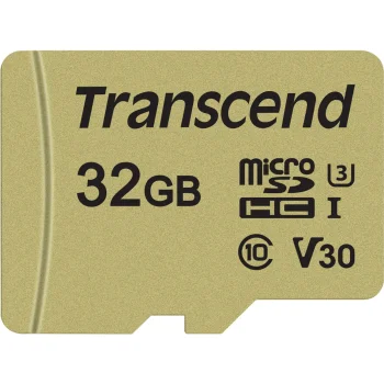 Transcend microSDHC 500S 32GB Class 10 UHS-I U3 V30 Memory Card with Adapter
