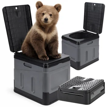 Portable Folding Camping Toilet, Black/Grey