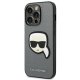 Karl Lagerfeld iPhone 14 Pro Case Saffiano Karl\'s Head Patch Silver