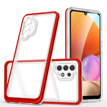 Case for Samsung Galaxy A32 5G Hybrid Armor Clear 3in1, Red