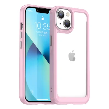Dėklas Outer Space Case telefonui iPhone 14 Plus su geliniu rėmeliu, rožinis