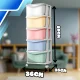Foldable plastic storage shelf with 5 colorful drawers on wheels