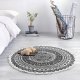 Round Boho Area Rug with Tassels 95 cm, Navy & Grey
