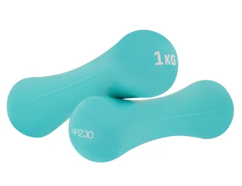 4Fizjo 8-shape Cast Iron Dumbbells with Vinyl Coating 2 x 1 kg, Turquoise
