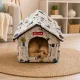Pet House Bed for Dogs and Cats with Removable Mat, Marine Pattern