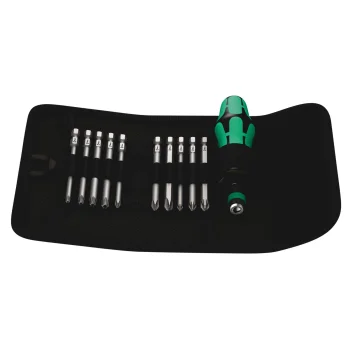 WERA Kraftform Kompakt 41 Bit Holder Set with 89 mm Bits, 11 Pieces, Green / Black