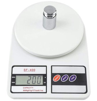 Elektroniskie virtuves svari 5 kg, balti