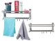 Hanging Bathroom Shelf with Towel Rails, Silver