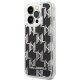 Apple iPhone 14 Pro 6.1\" Karl Lagerfeld Liquid Glitter Monogram Case Cover (KLHCP14LLMNMK), Black