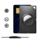 AirTag Wallet Card Case WAT-84, Carbon Fiber Pattern - Black