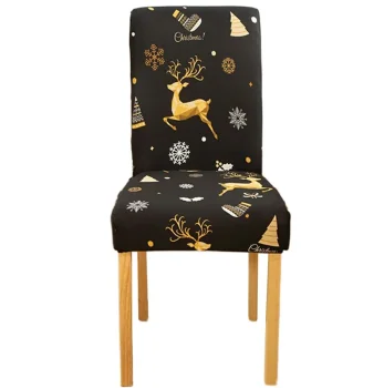 Universal Chair Cover with Reindeer Pattern, Black