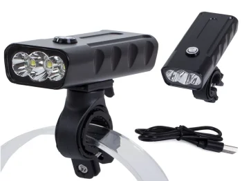 Bicycle Front Light / Flashlight with Powerbank, 3x LED CREE XM-L T6, Black