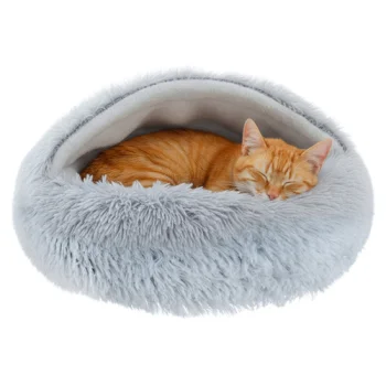 Purlov 26583 Plush Pet Bed for Cats and Small Dogs, S, Grey