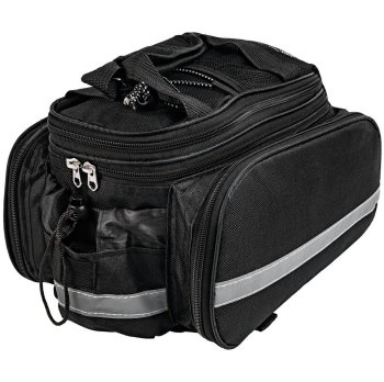 Bike rack bag with reflective elements, black