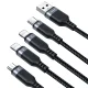 Joyroom S-A18 4-in-1 USB-A to USB-C / 2x Lightning / Micro USB Cable, 1.2m, Black