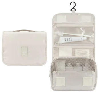 Women's Roll-up Travel Toiletry Bag, Cream