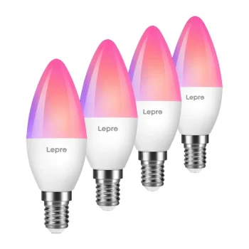 Smart LED Bulb LEPRO BC1-EU-4 E14 C37 RGBCW Wi-Fi 4.9W 470lm, 4-Pack
