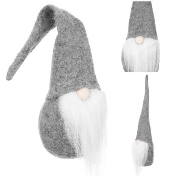 Standing Christmas Gnome, Scandinavian Holiday Decoration, Gray
