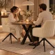 ModernHome 360° Swivel Upholstered Velour Dining and Living Room Chair, Beige