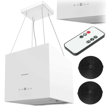 Berdsen 40 cm Island Cooker Hood with 2 Carbon Filters, White