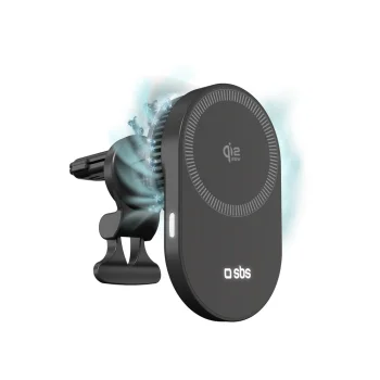 SBS magnetinis automobilinis telefono laikiklis su Qi2 25W belaidžiu įkrovikliu ir aušinimu, juodas