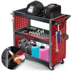 Humberg HM-515 Tool Cart, 3-Tier Rolling Utility Cart for Workshops, 300 kg Capacity