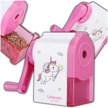 Bakalu Nicekids Hand Crank Pencil Sharpener Unicorn, Pink
