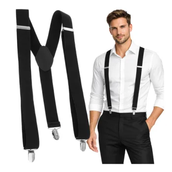 Men's Y-Back Suspenders Ruhhy Wide 3.5 cm Adjustable, black