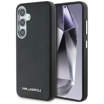 Karl Lagerfeld Saffiano Metal Logo MagSafe Case for Samsung Galaxy S25 - Black