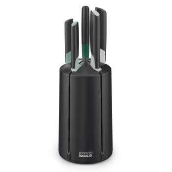 Joseph Joseph Elevate 5-Piece Knife Carousel Set with Rotating Stand, Green