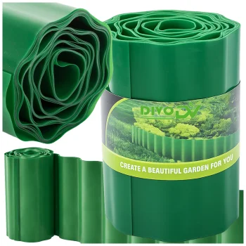 DIVODV Lawn Edging 9m x 20cm, Corrugated, Green