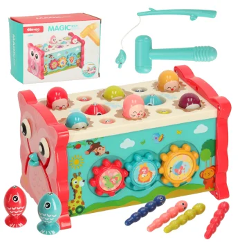 Bibi-inn 8-in-1 Sensory Whack-a-Mole Toy for Toddlers, Pink
