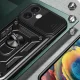 Hybrid Armor Camshield Case for iPhone 16 with Camera Cover and Ring Stand - Blue