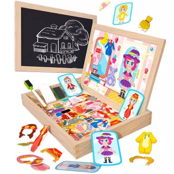 Magnetic Board with Magnets, Puzzle and Dress-Up Montessori Toy