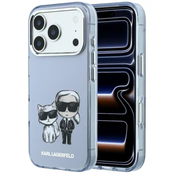 Karl Lagerfeld IML Karl&Choupette Bodies Sketch MagSafe Case iPhone 17/18 Pro Max Light Blue