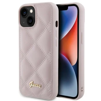 Guess iPhone 15 Case Quilted Metal Logo, Pink
