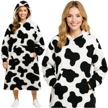 Ruhhy 26538 Blanket Hoodie with Hood Black and White XXL (Oversize)