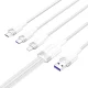 USB-A to 3-in-1 6A 120W Cable Vention CTRWG 1.5m, White