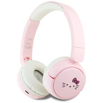 Hello Kitty Face Logo Bluetooth on-ear headphones, pink