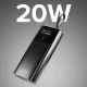 SBS 10000mAh PD 20W Powerbank with LCD Display and Built-in USB-C Cable, Gray
