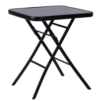 MultiGarden Folding Glass Top Garden Table 60x60 cm, Black