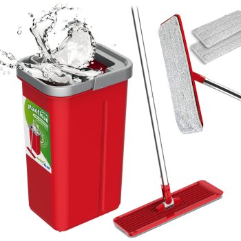 Greenblue MaxiClean GB870 Flat Mop with Bucket and 2 Microfiber Pads, 5.7L