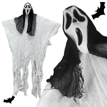 Hanging Ghost Halloween Decoration with Scream Mask 90 cm