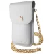 Hello Kitty Leather Metal Logo Chain Smartphone Bag, Silver
