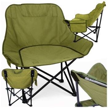 Folding Camping Chair for Fishing and Outdoors with Carry Bag and Pockets, Green