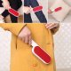 Double-sided clothes cleaning brush with long handle, grey-red