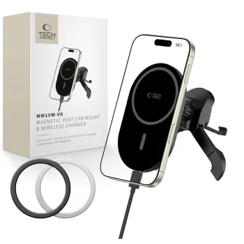Tech-Protect MM15W-V6 Magnetic MagSafe Car Air Vent Holder - Black