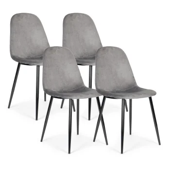 ModernHome Velour Dining Chairs Set of 4, Grey