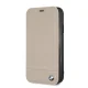 BMW Logo Imprint Folio Case for iPhone Xr - Beige